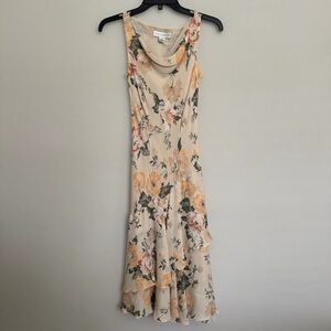 Petite Sophisticate Silk Floral Cowl Neck Slip Dress Sz 2 Coquette Ethereal Boho